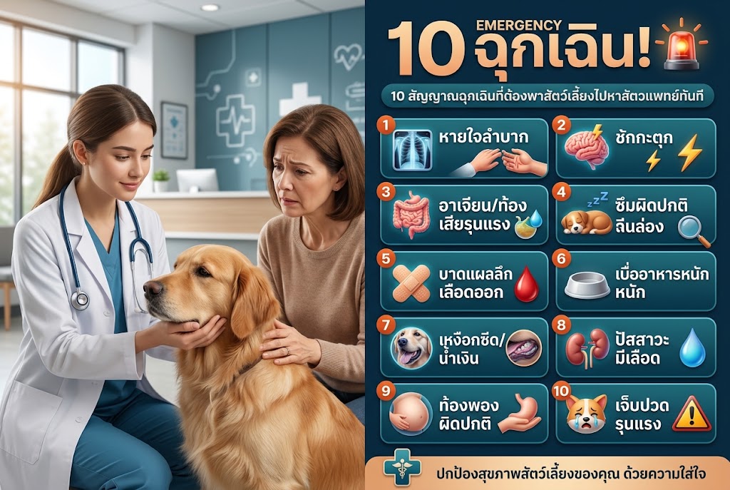 10 สัญญาณฉุกเฉินที่ต้องพาสัตว์เลี้ยงไปหาสัตวแพทย์ทันที